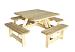 Picknicktafel Vierkant, 40 mm dik, bladmaat 115 x 115 cm, groen geïmpregneerd.