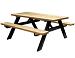 Picknicktafel Easy, 40 mm dik, bladmaat 180 x 70 cm, geïmpregneerd en zwart gedompeld.
