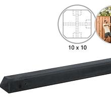 Betonpaal glad met diamantkop 10 x 10 x 280 cm, antraciet ongecoat, T-paal.