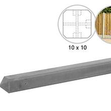 Betonpaal glad met diamantkop 10 x 10 x 280 cm, grijs ongecoat, T-paal.