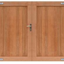 Hardhouten dubbele toegangspoort, verticaal, 300 x 180 cm. Incl. beslag.