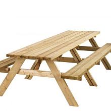 Picknicktafel Lange Jan, 40 mm dik, bladmaat 300 x 70 cm, groen geïmpregneerd.