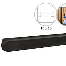 Betonpaal met diamantkop t.b.v. betonplaten met motief 10 x 10 x 275 cm, antraciet gecoat tussenpaal.
