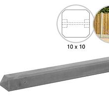 Betonpaal glad met diamantkop 10 x 10 x 190 cm, grijs ongecoat, tussenpaal t.b.v. scherm 90 cm hoog.