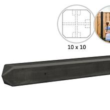 Betonpaal met diamantkop t.b.v. betonplaten met motief 10 x 10 x 275 cm, antraciet zonder coating T-paal.