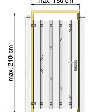Tuindeurkozijn gesch. grenen met aanslaglat, max. 160 cm breed.