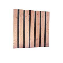 Douglas fijnbezaagd plankenscherm met zwarte binnenkant,15-planks 19 mm, 180 x 180 cm, zwart/onbehandeld.