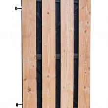 Douglas fijnbezaagde plankendeur met zwarte binnenzijde, op zwart verstelbaar frame, 100 x 180 cm, zwart/onbehandeld.