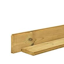 Grenen profielplank (afdekplank) 2,8 x 13,5 x 200 cm, groen geïmpregneerd.