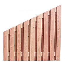 Douglas geschaafd plankenscherm 19-planks 16 mm, 180 x 180-90 cm, verticaal recht aflopend, onbehandeld.