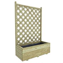 Bloembak met dubbele rechttrellis 140 x 90 x 40 cm (HxBxD), groen geïmpregneerd.
