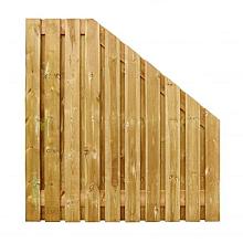 Grenen geschaafd plankenscherm 21-planks 15 mm, 180 x 180-90 cm, verticaal, recht aflopend, groen geïmpregneerd.