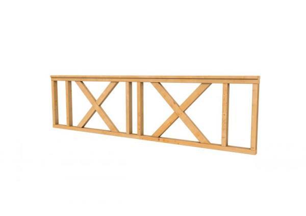 Hekwerk met kruis douglas type C, 278,5 x 73 cm, onbehandeld.