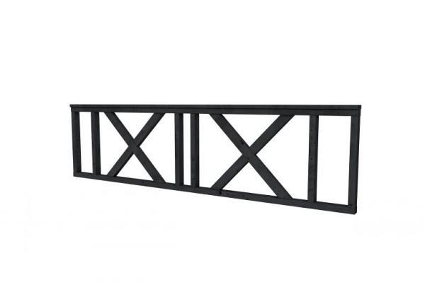 Hekwerk met kruis douglas type C, 278,5 x 73 cm, zwart geïmpregneerd.